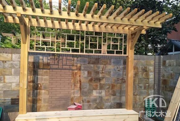 保定半壁單面碳化木花架木廊架制作