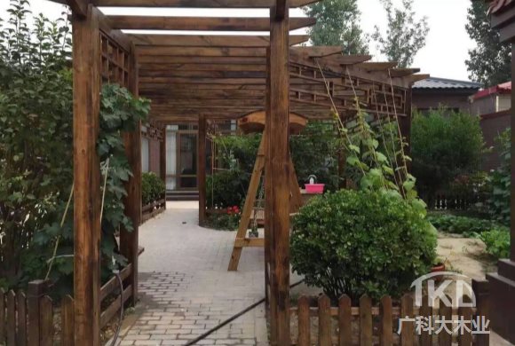 碳化木廊架制作